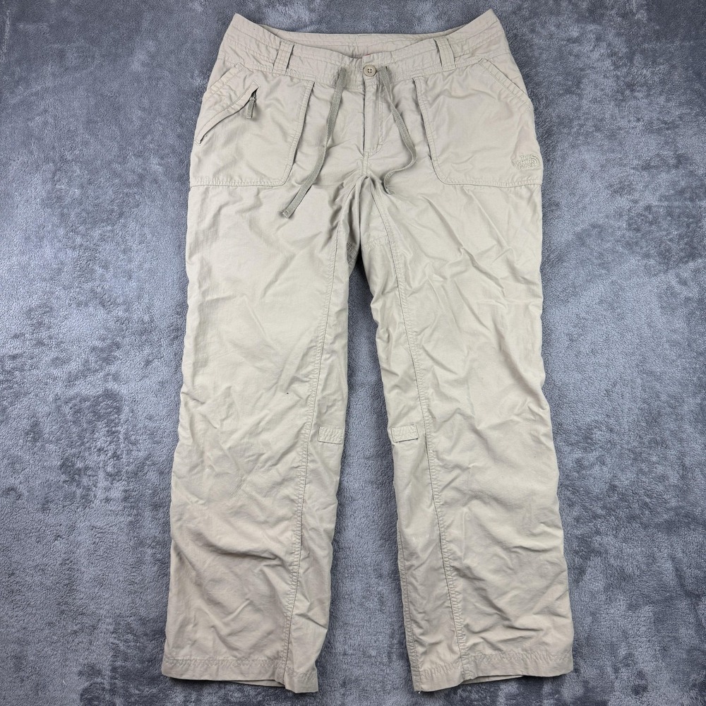 The North Face Pants Womens 12 Khaki Nylon Hiking Lightweight Drawstring Ripstop